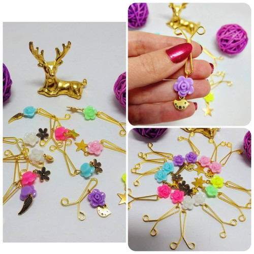گیره روسری تک گل آویزدار 12 عددی