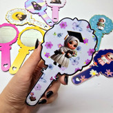 آینه چوبی دسته دار طرح حجاب